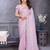 Pink rangoli silk saree with sequence embroidery lace border and matching blouse piece