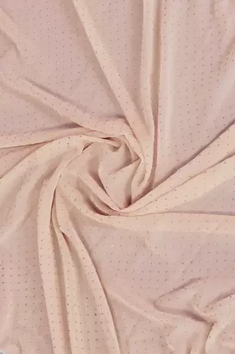Peach soft georgette embroidered border saree with matching blouse piece