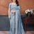 Sky blue vichitra silk saree sequence embroidered saree with matching blouse piece