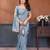 Sky blue vichitra silk saree sequence embroidered saree with matching blouse piece