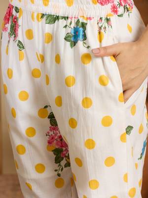 Floral printed pure cotton tiered anarkali kurta & trousers with dupatta 3