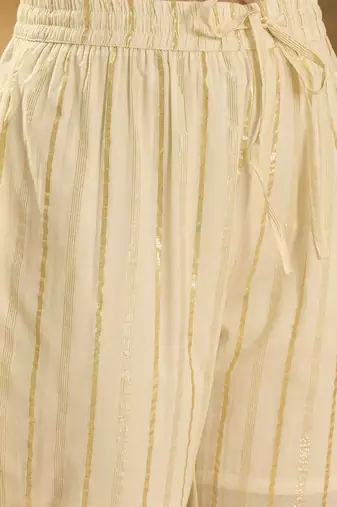 Women floral embroidered cotton kurta with trousers & dupatta