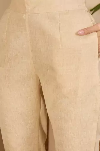 Floral printed shirt collar neck a-line kurta with trousers