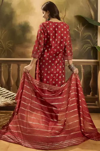 Women ethnic motifs embroidered kurta with trousers & dupatta