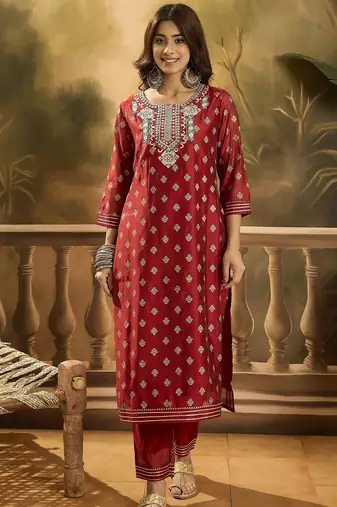 Women ethnic motifs embroidered kurta with trousers & dupatta