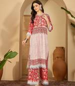Women printed panelled kurti with palazzos