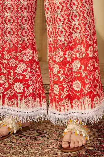 Women printed panelled kurti with palazzos