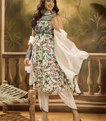Women floral printed cotton kurta with dhoti pant & dupatta