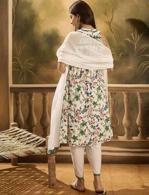 Women floral printed cotton kurta with dhoti pant & dupatta 2