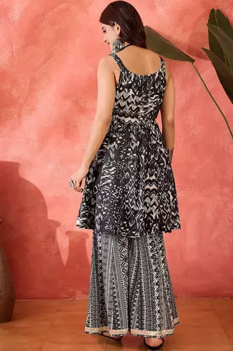 Women floral printed cotton kurta with palazzo