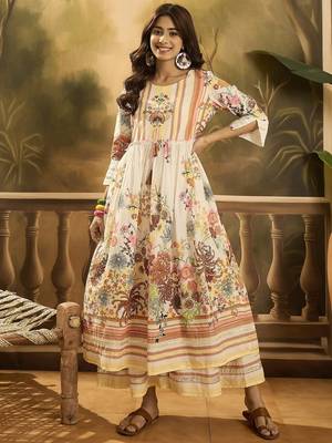 Women floral printed cotton kurta with sharara 1