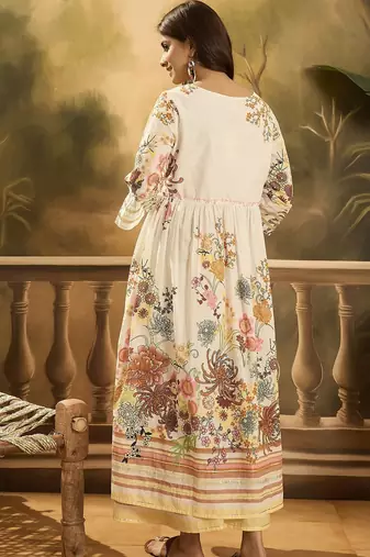 Women floral printed cotton kurta with sharara