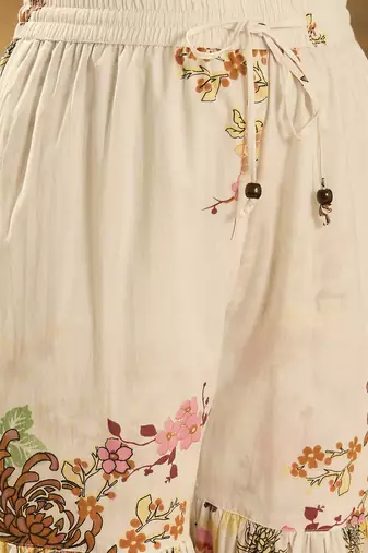 Women floral printed cotton kurta with sharara
