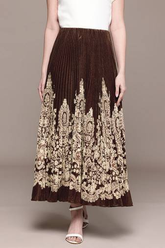 Brown printed Viscose skirt