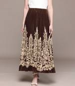 Brown printed Viscose skirt