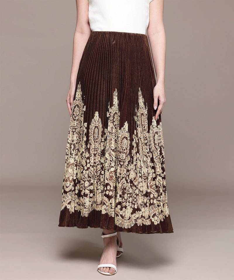 Brown printed Viscose skirt