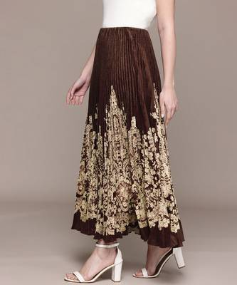 Brown printed Viscose skirt 2