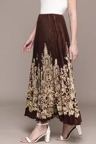 Brown printed Viscose skirt