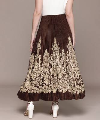 Brown printed Viscose skirt 3