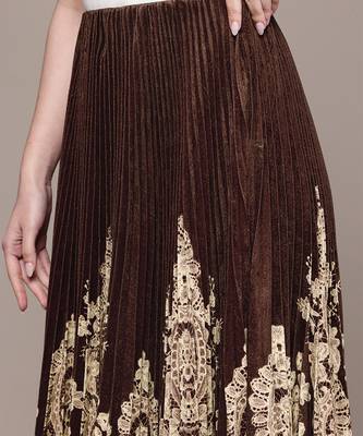 Brown printed Viscose skirt 5