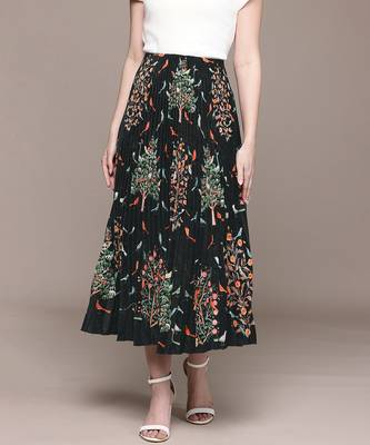 Black printed Viscose skirt 1
