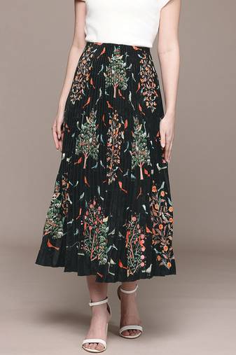 Black printed Viscose skirt