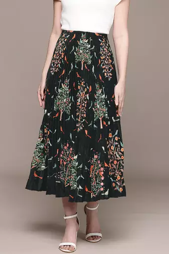 Black printed Viscose skirt