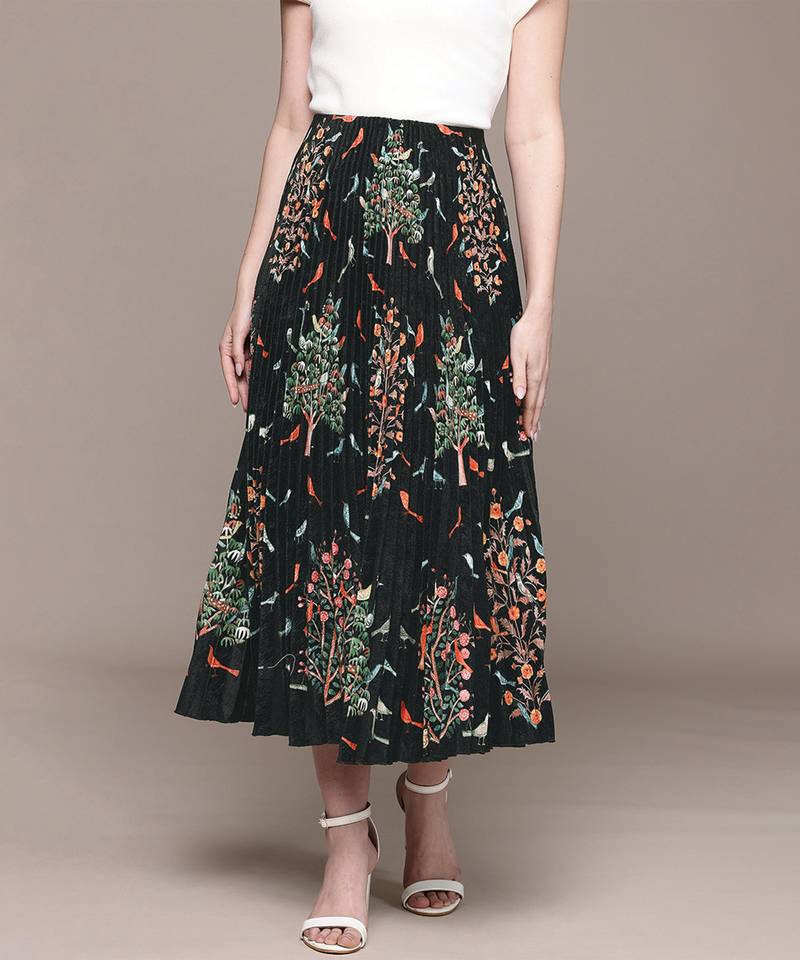 Black printed Viscose skirt