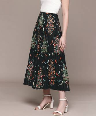 Black printed Viscose skirt 2