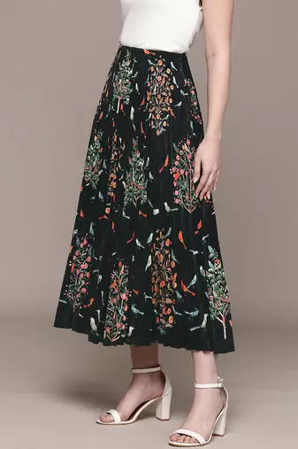 Black printed Viscose skirt