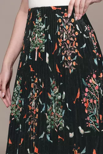 Black printed Viscose skirt