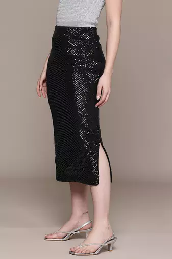 Black embellished Viscose skirt