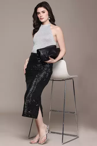 Black embellished Viscose skirt