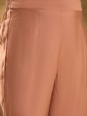 Women solid embroidered kurta with trousers 3