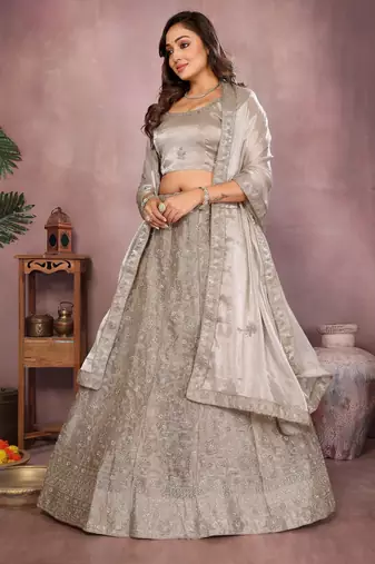 Embroidered Lehenga Choli with Matching Dupatta Heavy Zari Work Festive & Wedding Wear