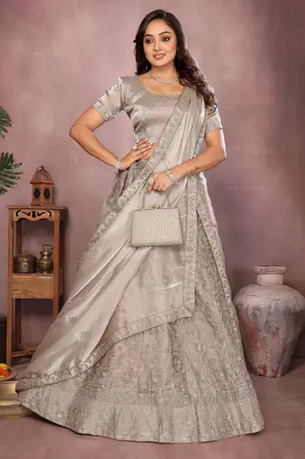 Embroidered Lehenga Choli with Matching Dupatta Heavy Zari Work Festive & Wedding Wear