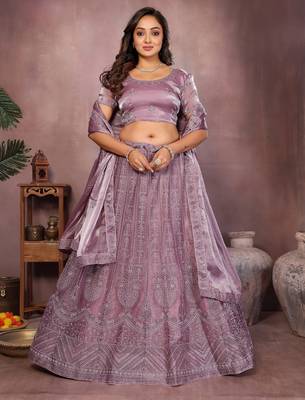 pink zari work art silk lehenga choli 1