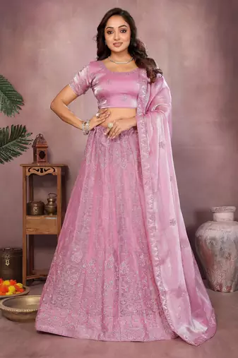 Embroidered Lehenga Choli with Matching Dupatta Heavy Zari Work Festive & Wedding Wear