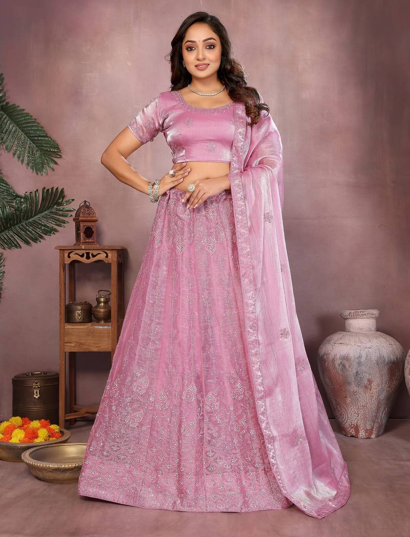 Embroidered Lehenga Choli with Matching Dupatta Heavy Zari Work Festive & Wedding Wear