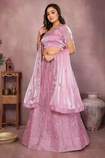 Embroidered Lehenga Choli with Matching Dupatta Heavy Zari Work Festive & Wedding Wear
