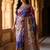 Roman Silk With ajarakh Print And Real Mirror Work Women's Saree With Blouse Set 