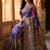 Roman Silk With ajarakh Print And Real Mirror Work Women's Saree With Blouse Set 