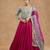 Hot Pink And Teal Viscose Silk Hand Embroidered Lehenga Set