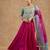 Hot Pink And Teal Viscose Silk Hand Embroidered Lehenga Set