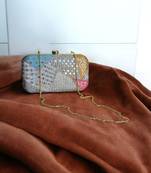 Multicolour sequinned party clutch