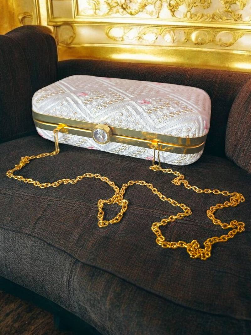 White elegant party  clutch