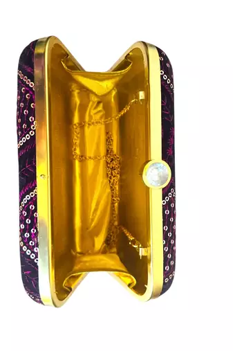 Wine seqinned party clutch