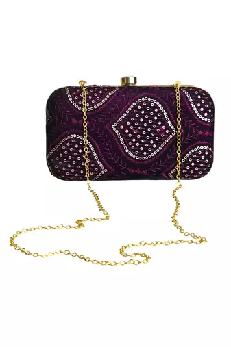 Wine seqinned party clutch