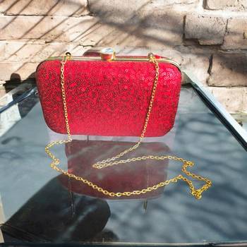 Red sequinned party clutch 1