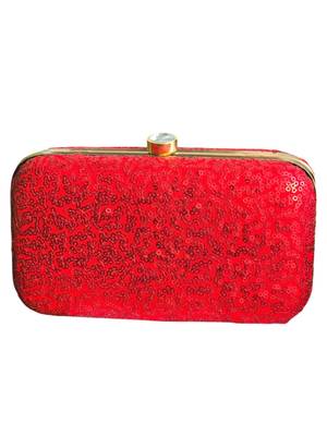 Red sequinned party clutch 2